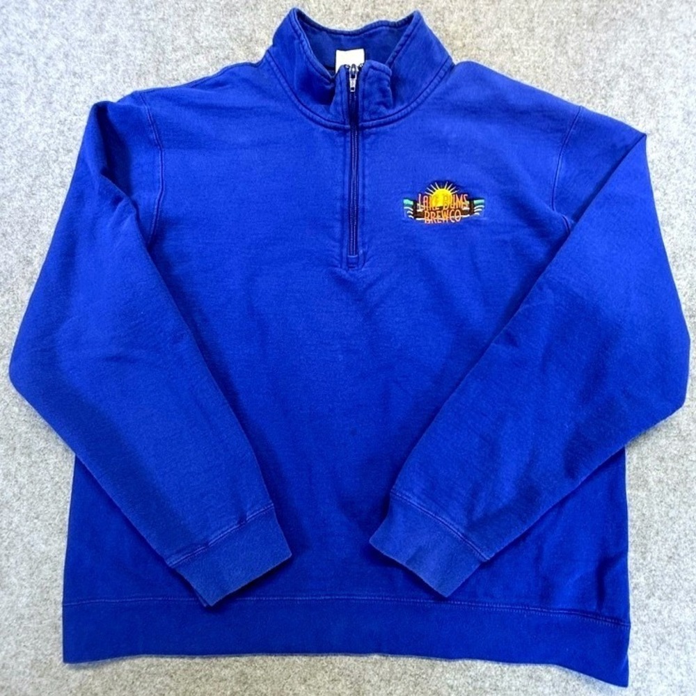 Port & Company Lake Bums Brewco Royal Blue Quarter Zip Sweatshirt Womens Large
